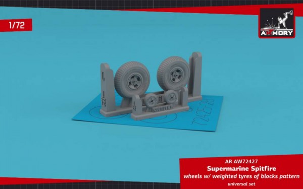 AR AW72426   Supermarine Spitfire wheels w/ weighted tyres of block pattern & 4-spoke hubs (1/72) (thumb81079)